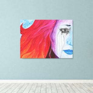Loosing Colour Surreal Rainbow Woman Original Art Canvas Print