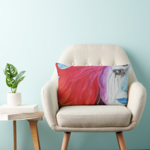 Loosing Colour Surreal Rainbow Woman Portrait Art Lumbar Cushion