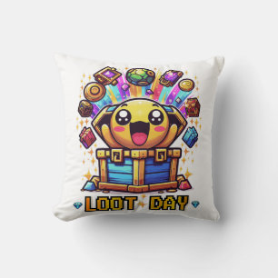 Loot Day Gaming Treasure Chest Graphic Cushion