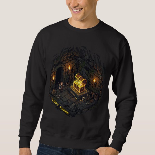Loot Found Fantasy Dungeon Pixel Art Design Sweatshirt (Front)