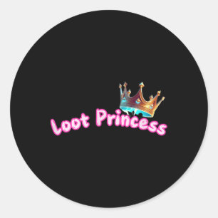 Loot Princess Gamer Girl Funny Cute Comfy Sy Classic Round Sticker