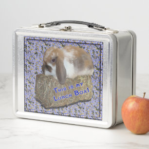 Lop Bunny on Hay Bale Metal Lunch Box