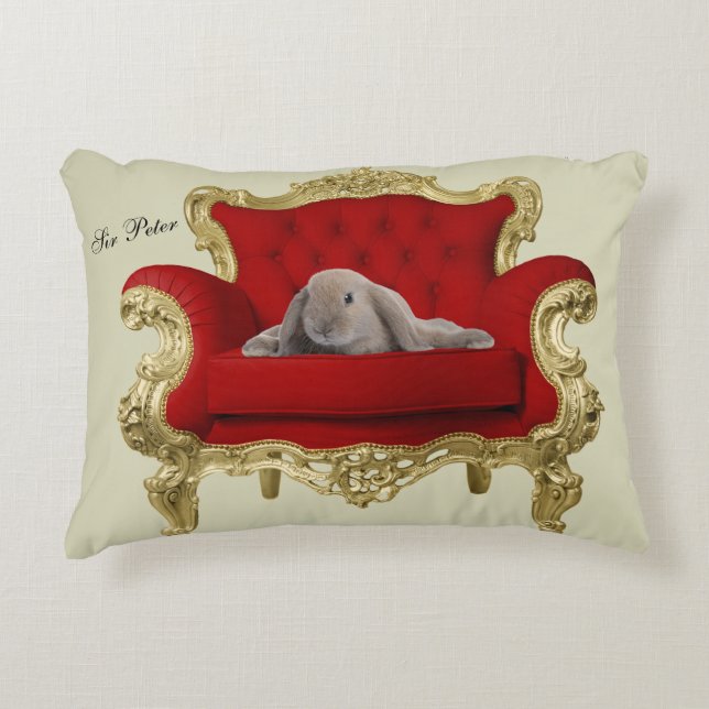 Lop Eared Bunny Rabbit Accent Pillow (Front)