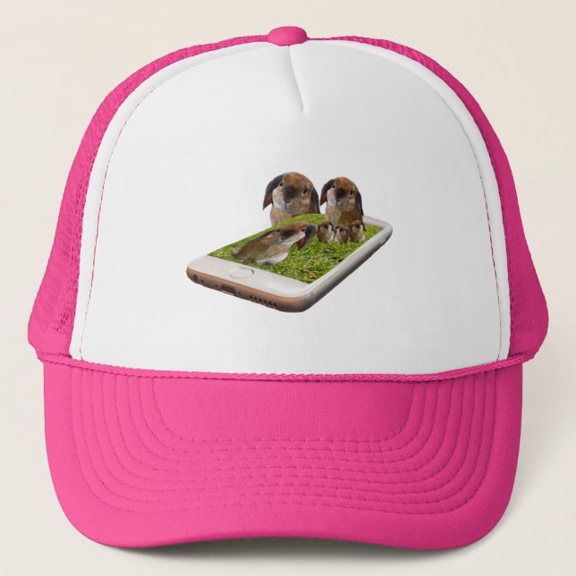 Lop Eared Bunny Rabbit Family Tech Swavy, Trucker Hat (Front)