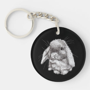 Lop Eared Bunny Rabbit Sketch Mens Womens Children Key Ring