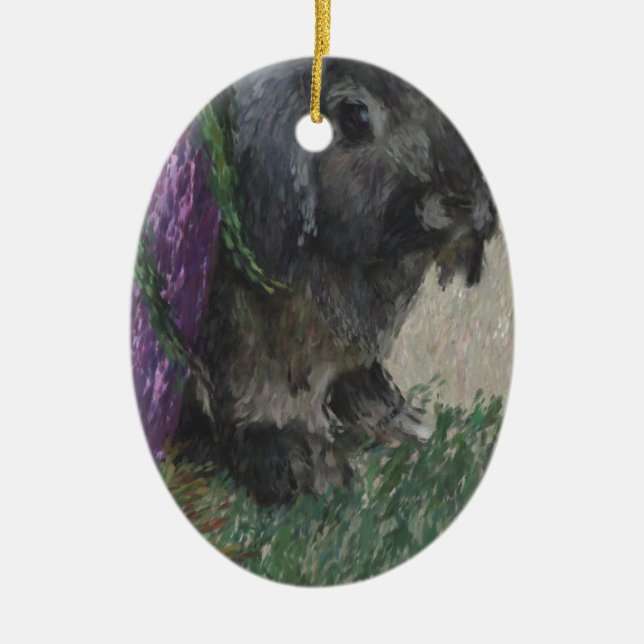 Lop eared  rabbit painting ceramic tree decoration (Front)