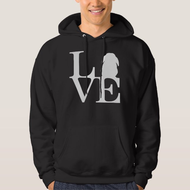 Lop Rabbit Lover I Love Bunnies Graphic Hoodie (Front)