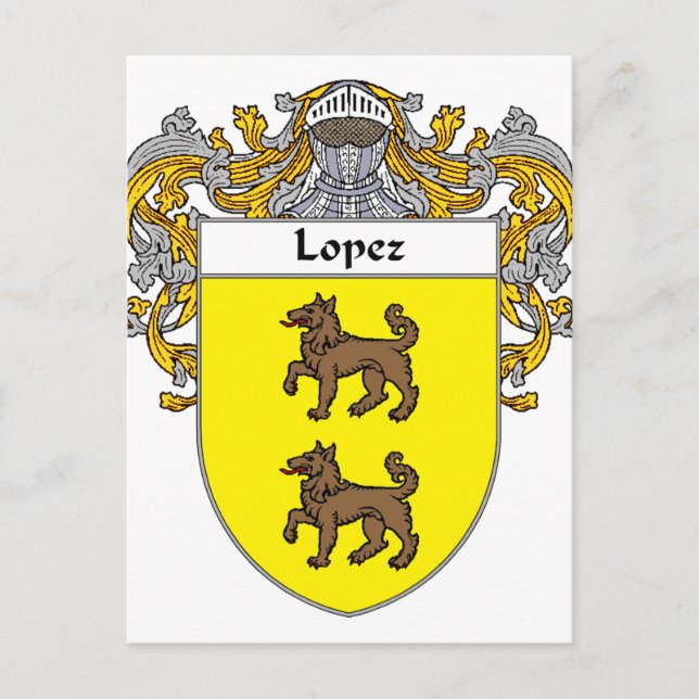 Lopez Coat of Arms (Mantled) Postcard (Front)