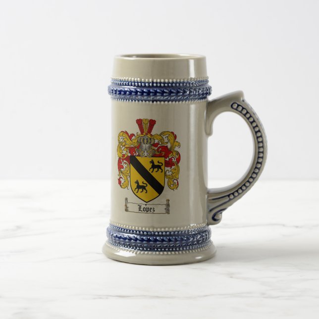 Lopez Coat of Arms Stein / Lopez Family Crest Mug (Right)