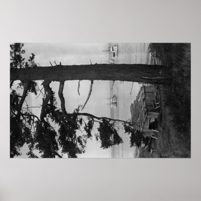 Lopez Island, WA - Fishing Boats In Bay Poster (Front)