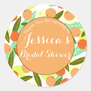 Loquat Fruit Pattern Bridal Shower Peach Thank You Classic Round Sticker