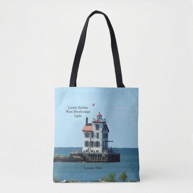 Lorain Harbour West Breakwater Light all over tote Bag (Front)