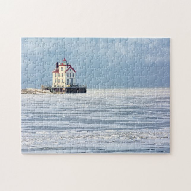 Lorain Lighthouse in Winter Jigsaw Puzzle (Horizontal)