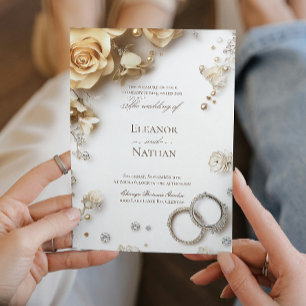 loral and Two Wedding Rings Sophisticated Save the Invitation