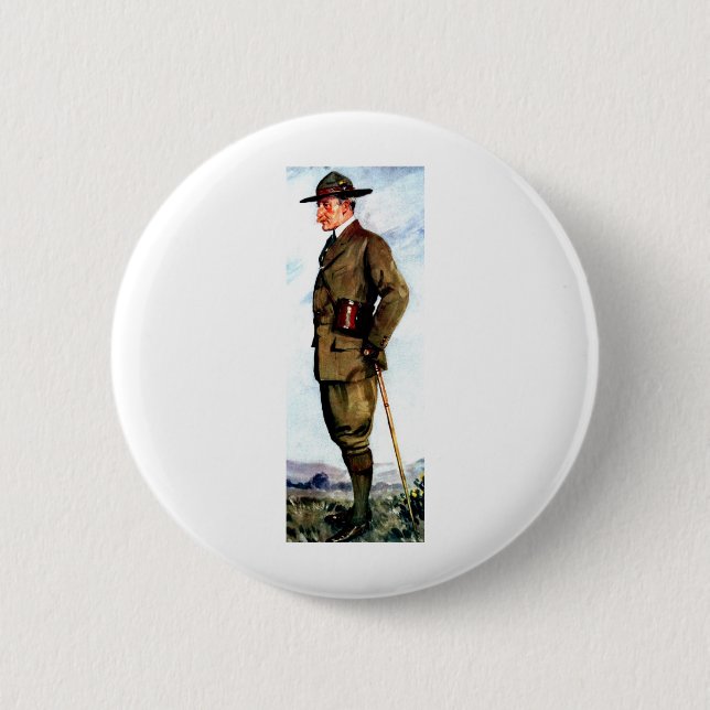 Lord Baden-Powell - Scouting Founder 6 Cm Round Badge (Front)