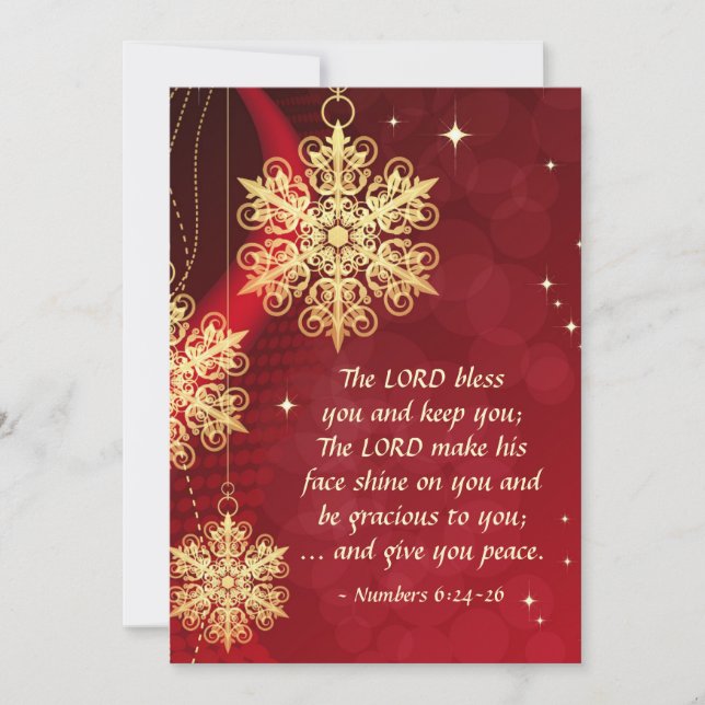 Lord Bless You Bible Elegant Red Christmas Flat Holiday Card (Front)