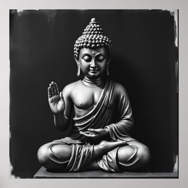 Lord Buddha – Charcoal Art Portrait Poster (Front)