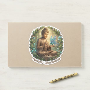 Lord Buddha with Butterfly Zen Sticker - Peaceful Post-it Notes