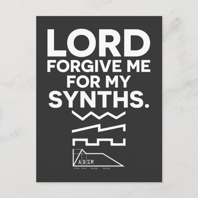 Lord Forgive Me For My Synths Fun Musical Musician Postcard (Front)