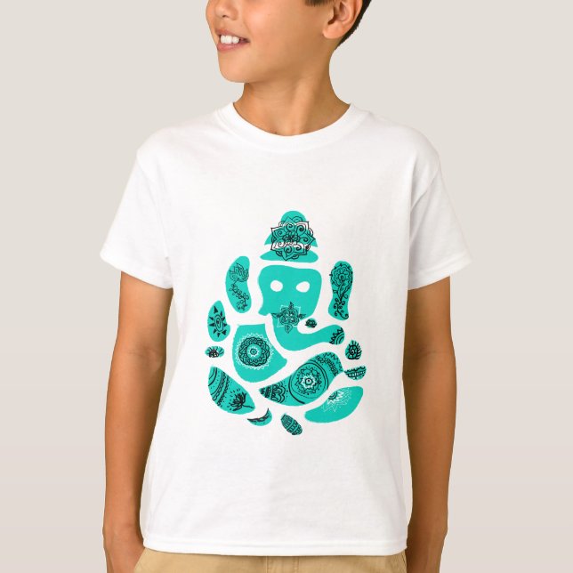 Lord Ganesh Elephant Kids' T-Shirt, White T-Shirt (Front)