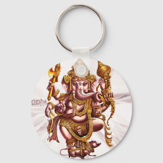 Lord Ganesh Good Luck Charm Key Ring (Front)