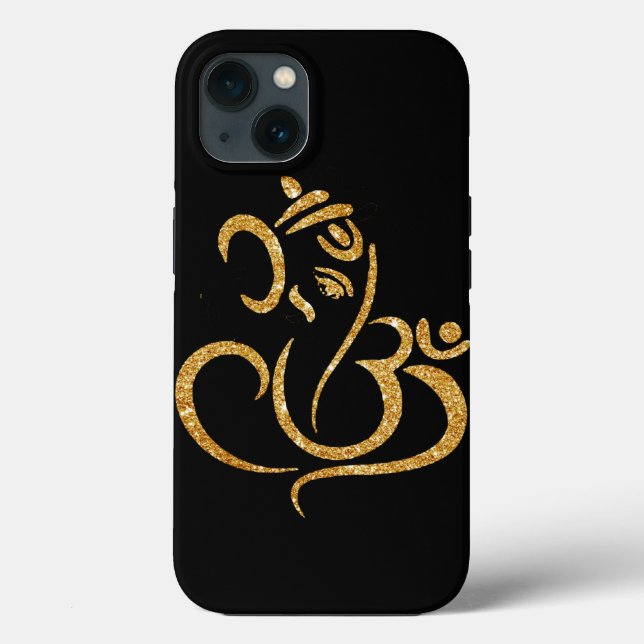 Lord Ganesh Hindu God Apple Gold Glitter Case-Mate iPhone Case (Back)