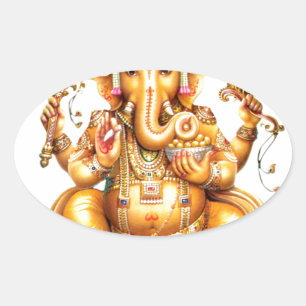 LORD GANESH HINDU GOD OVAL STICKER