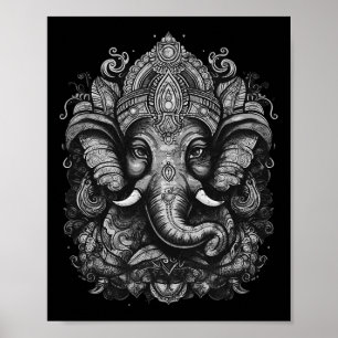 Lord Ganesh, Hinduism, Buddhism, Elephant God, Yog Poster