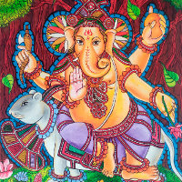 Lord Ganesh Mural Painting Stretched Canvas Print