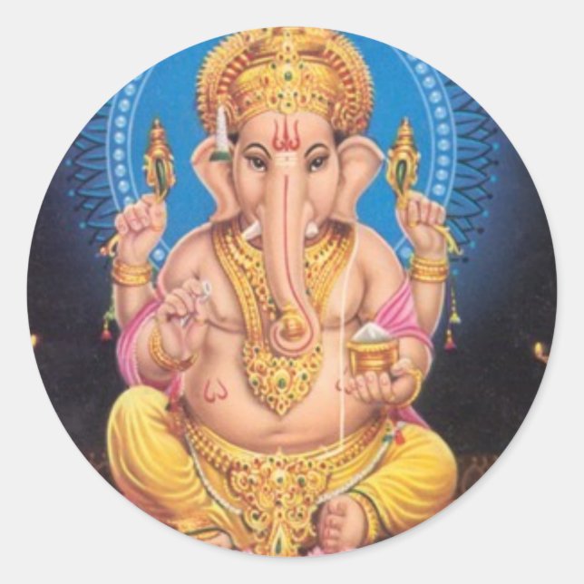 Lord Ganesh Round Sticker (Front)