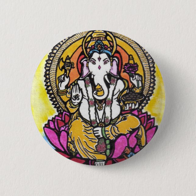 Lord Ganesha 6 Cm Round Badge (Front)