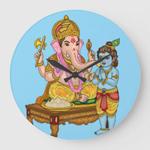 Lord Ganesha and Krishna Wall Clock