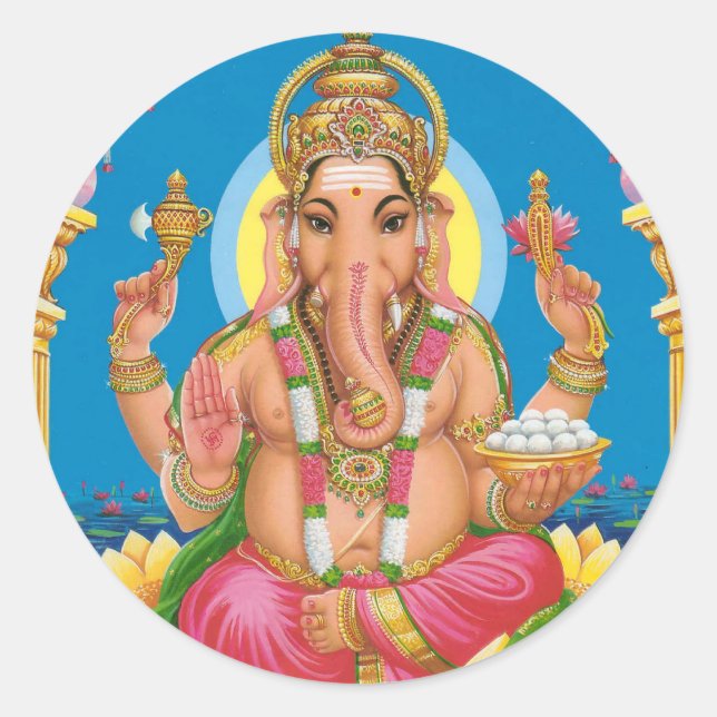Lord Ganesha Classic Round Sticker (Front)