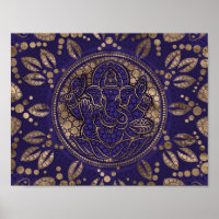 Lord Ganesha Dot Art Purples and Gold