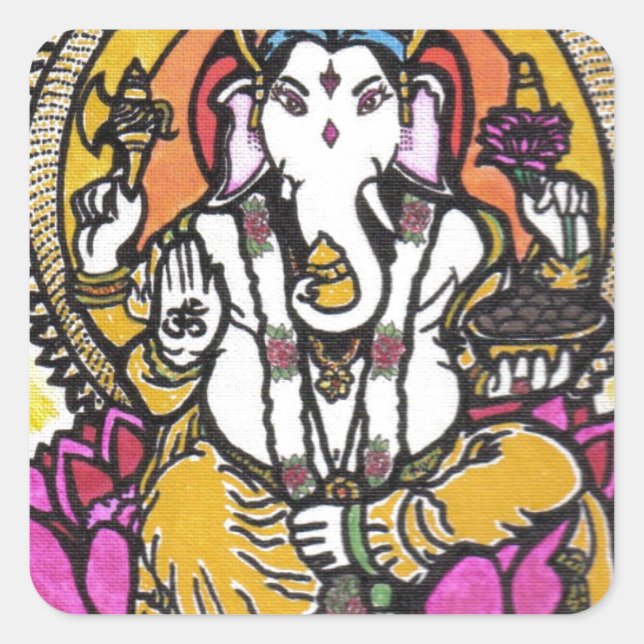 Lord Ganesha Square Sticker (Front)