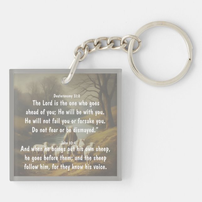 Lord Good Shephere Go Before You Bible Scripture Key Ring (Back)