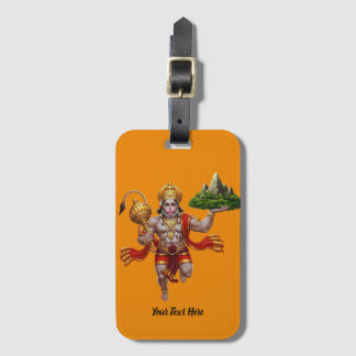 Lord Hanuman Flying Lifting Mountain Luggage Tag
