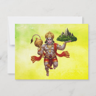 Lord Hanuman Flying Lifting Mountain Postcard