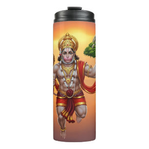 Lord Hanuman Flying Lifting Mountain Thermal Tumbler