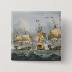 Lord Howe in the Queen Charlotte, Breaking the Ene 15 Cm Square Badge