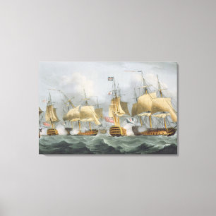 Lord Howe in the Queen Charlotte, Breaking the Ene Canvas Print