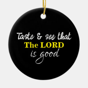 Lord is Good Bible Verse Black and White Simple Ceramic Tree Decoration