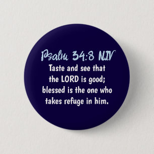 Lord is Good Bible Verse Blue and White Simple 6 Cm Round Badge
