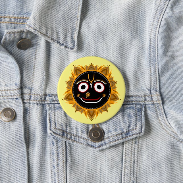 Lord Jagannath Devotional - Hare Krishna 7.5 Cm Round Badge (In Situ)