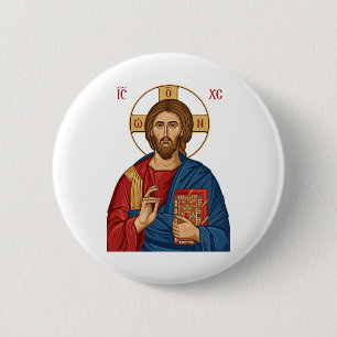 Lord Jesus Christ East Europian Church Orthodox 6 Cm Round Badge