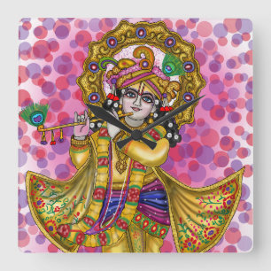 Lord Krishna Accessories Square Wall Clock