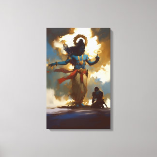 Lord Krishna and Arjuna Canvas Wall Art