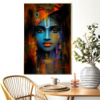 Lord Krishna Art Print: Abstract Hindu God Art