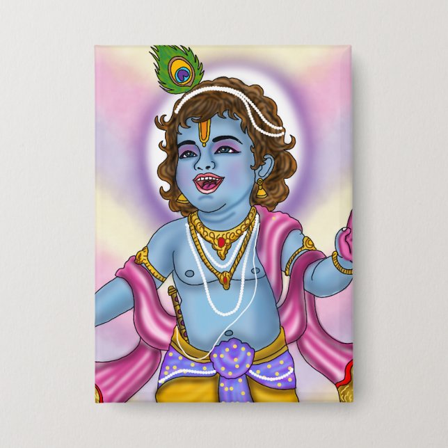 Lord Krishna Button Badge (Front)