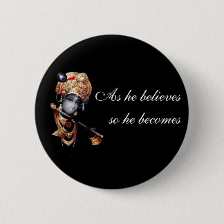 Lord Krishna Hand painted 6 Cm Round Badge